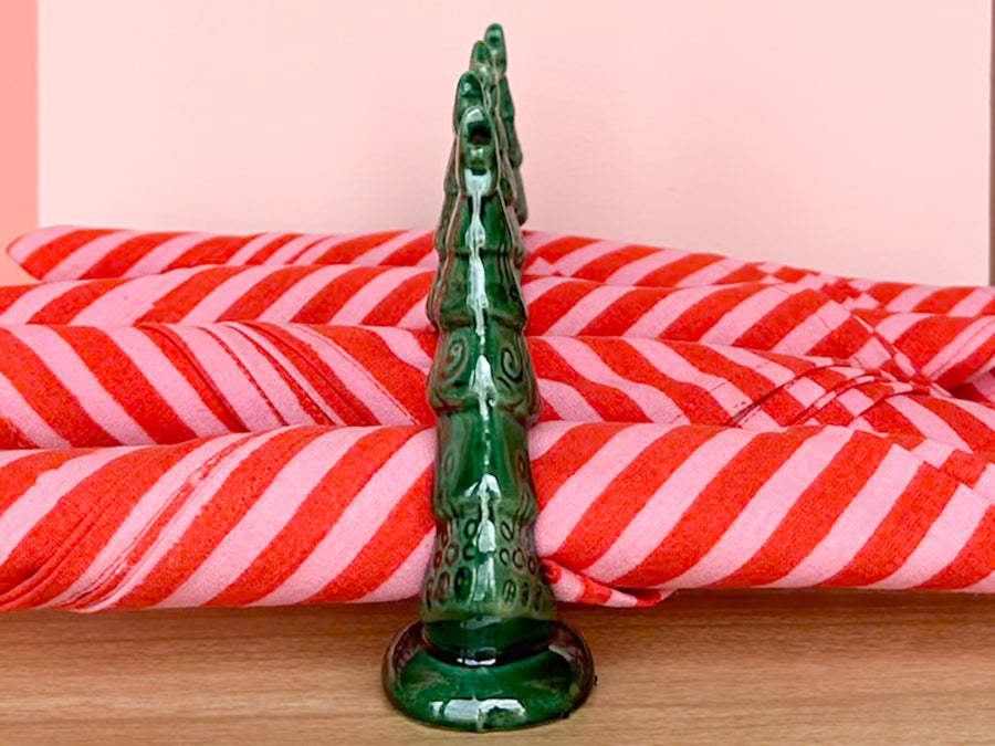 Set of Eight Ceramic Tree Napkin Rings
