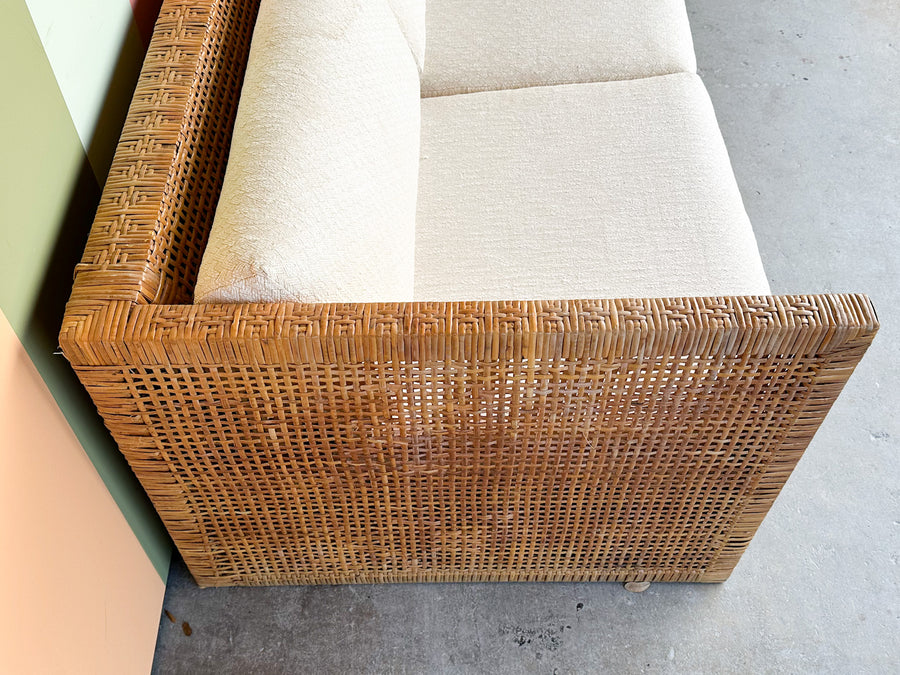 Coastal Style Rattan Sleeper Loveseat