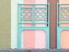 Turquoise Fretwork Rattan Twin Headboards