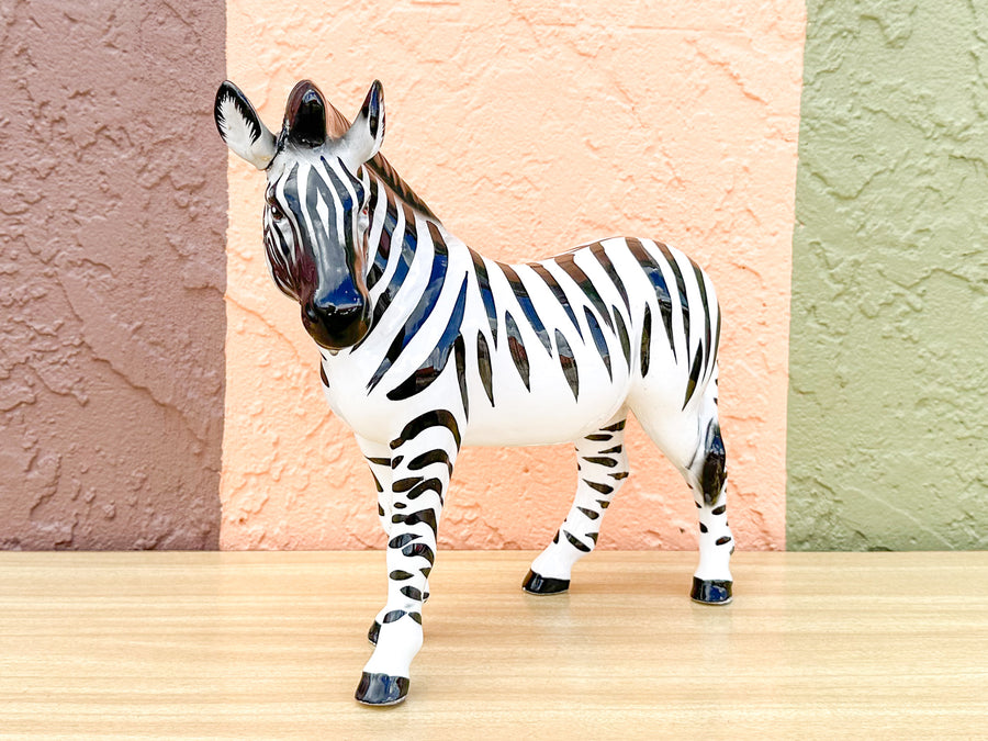 Ceramic Standing Zebra Statue