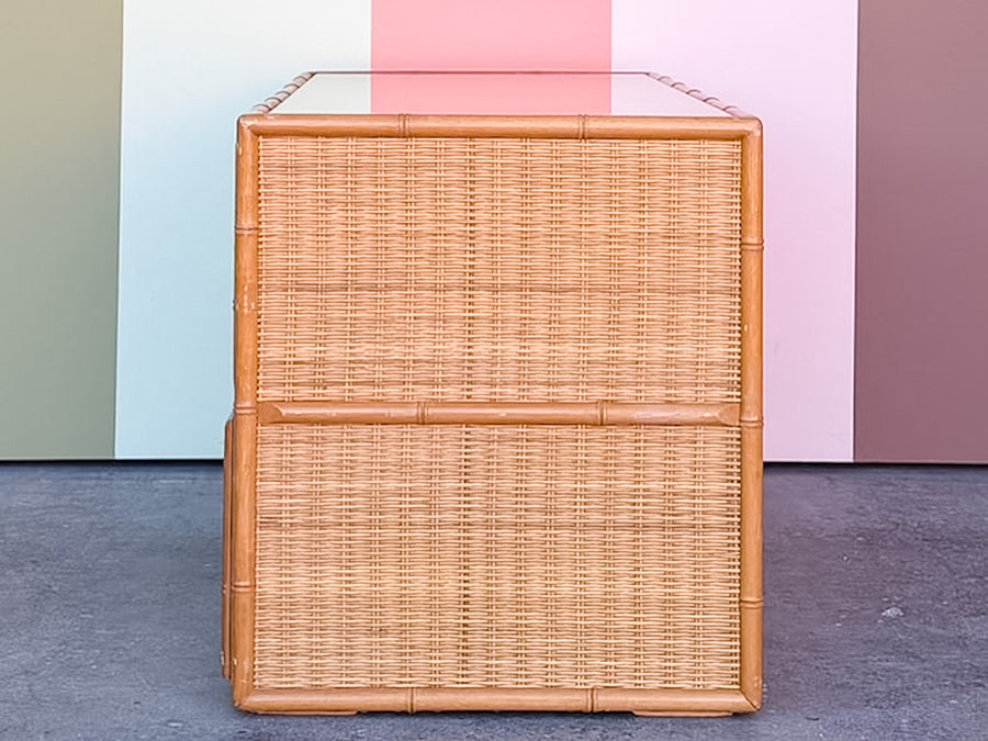 Low Slung Coastal Rattan Chest