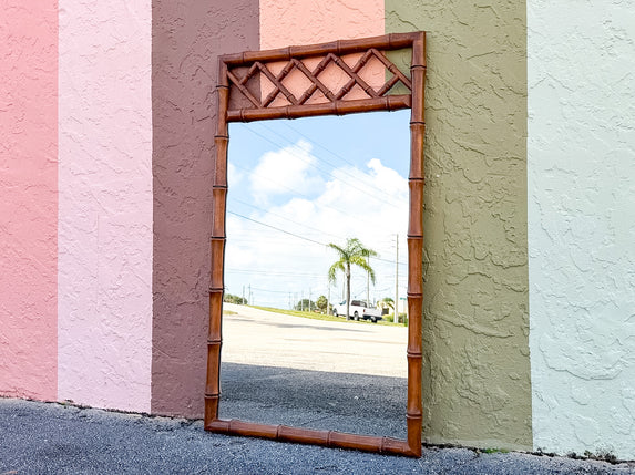 Handsome Chippendale Faux Bamboo Mirror