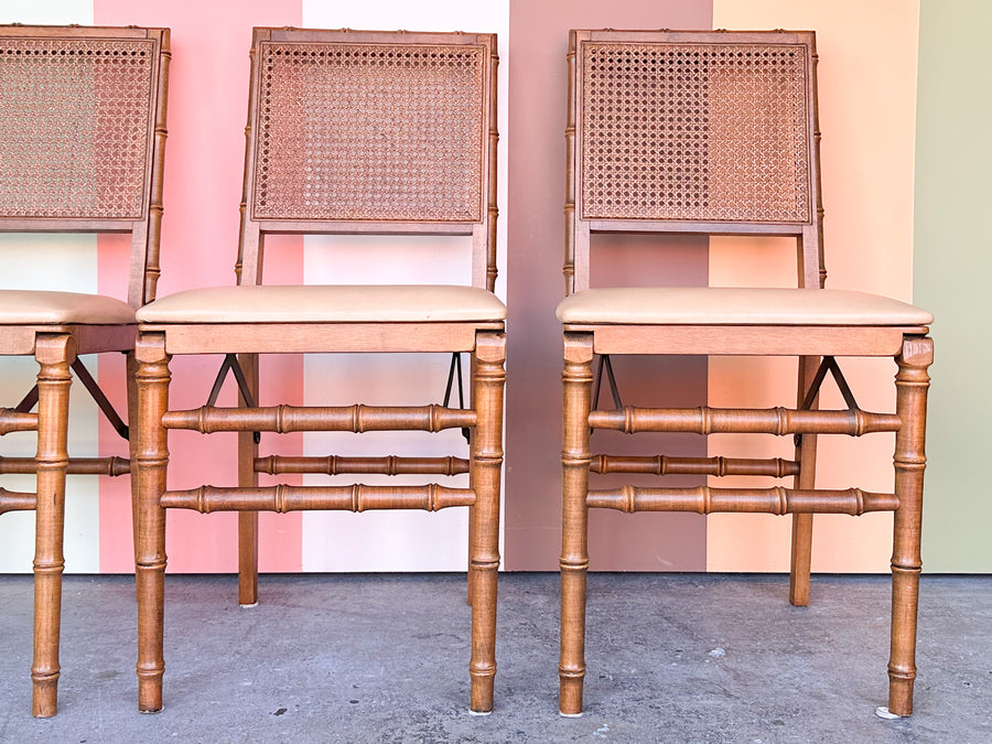 Faux Bamboo Folding Tables and Chairs Set