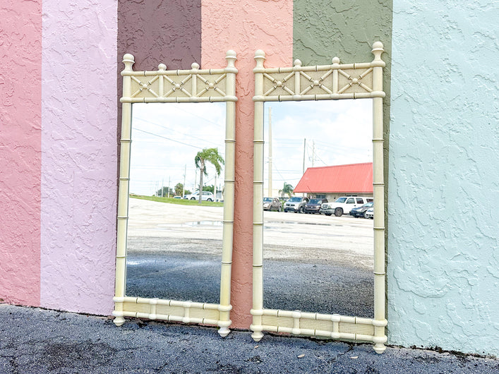 Pair of Palm Beach Style Faux Bamboo Mirrors