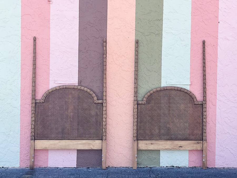 Pair of Roche Style Cane Twin Headboards