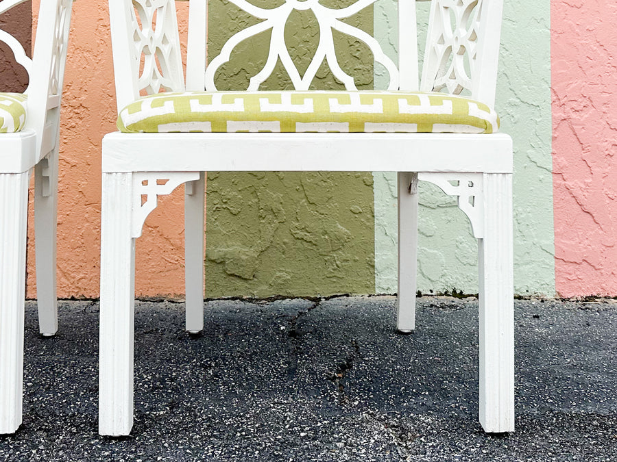 Pair of Flower Fretwork Arm Chairs