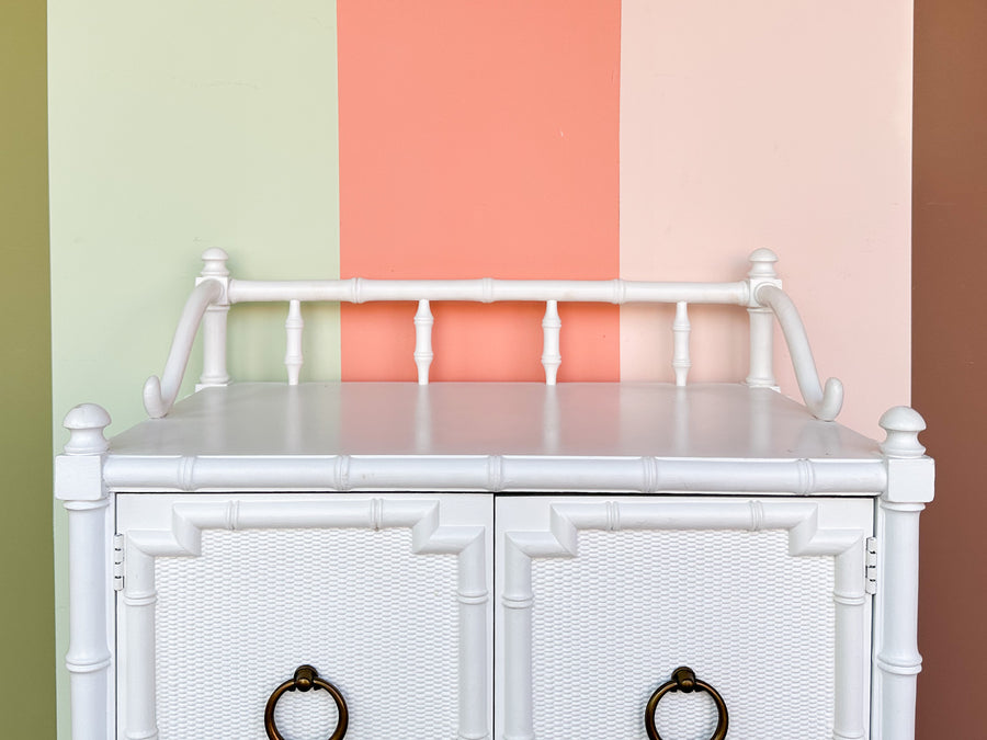 Pair of Drexel Faux Bamboo Nightstands