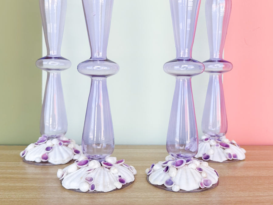 Pair of Shellegance Lavender Candle Holders