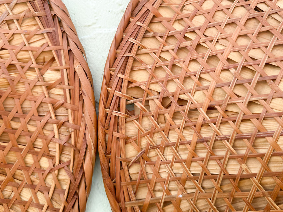 Pair of Cane and Rattan Hats