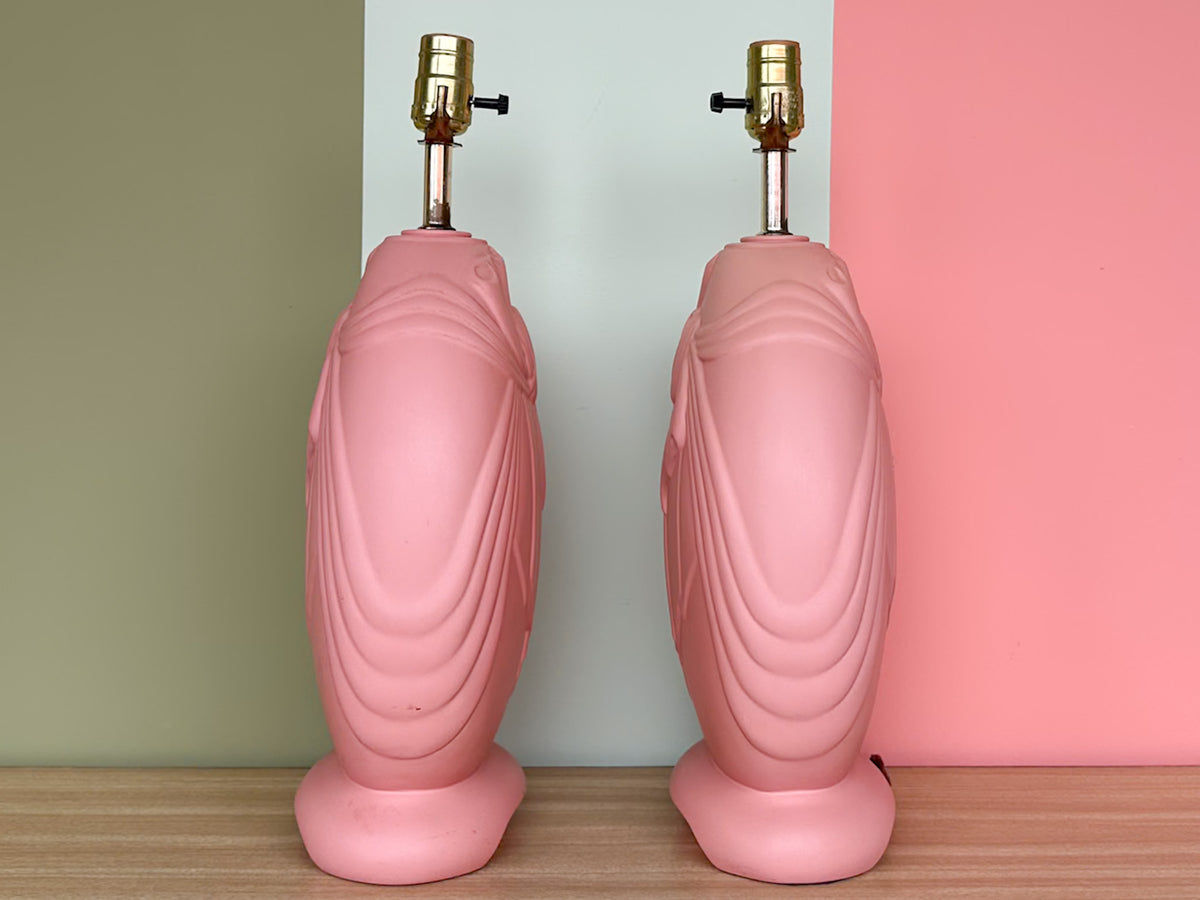 Pair of Pink Swag Lamps