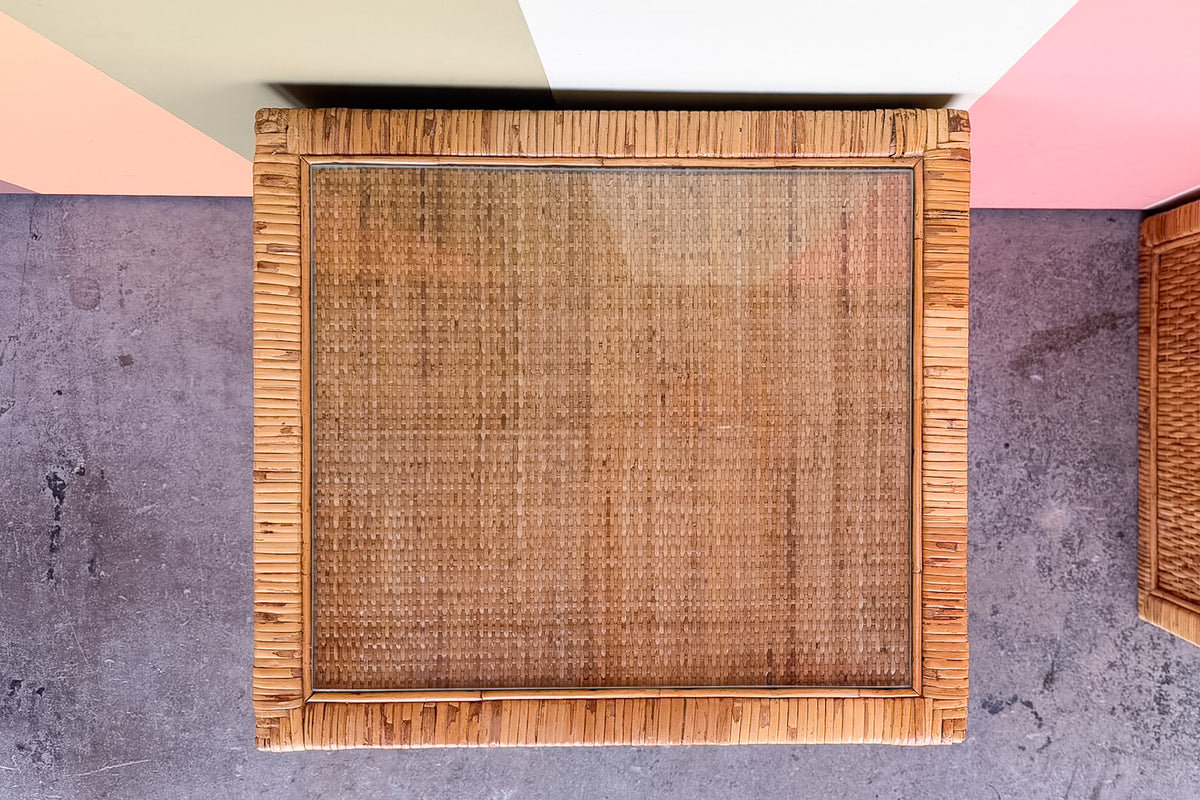 Pair of Island Style Rattan Wrapped Nightstands
