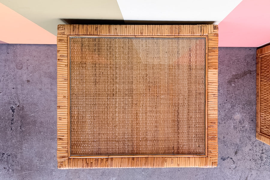 Pair of Island Style Rattan Wrapped Nightstands