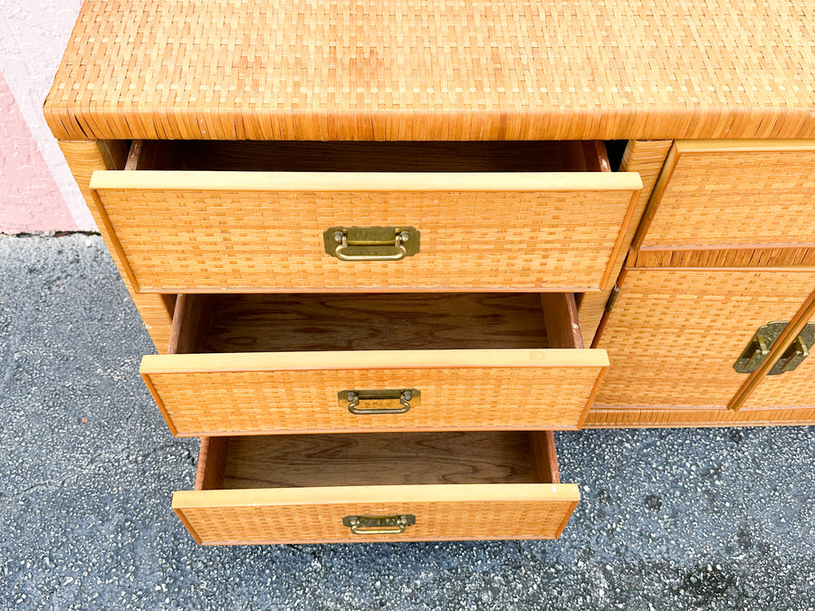 Coastal Chic Rattan Wrapped Dresser