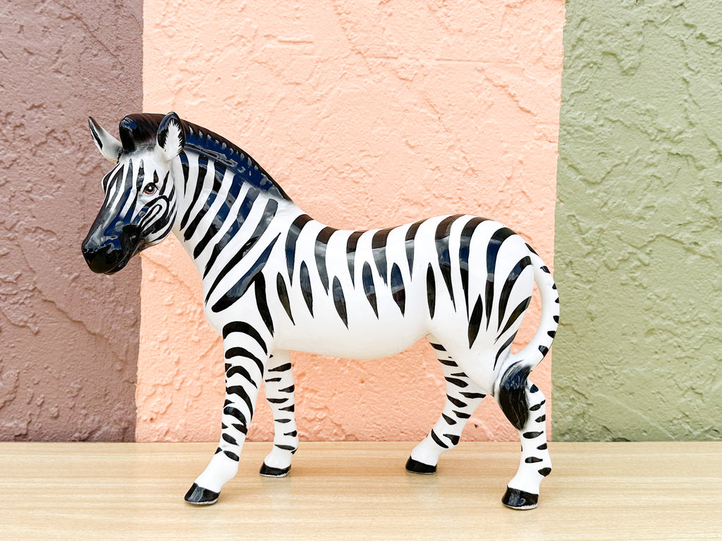 Ceramic Standing Zebra Statue