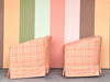 Pair of Coral Swivel Barrel Chairs