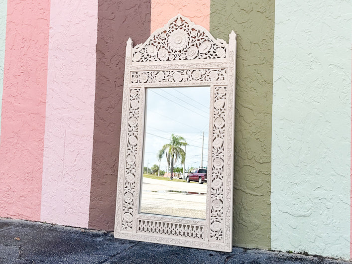 Wood Carved Moroccan Mirror