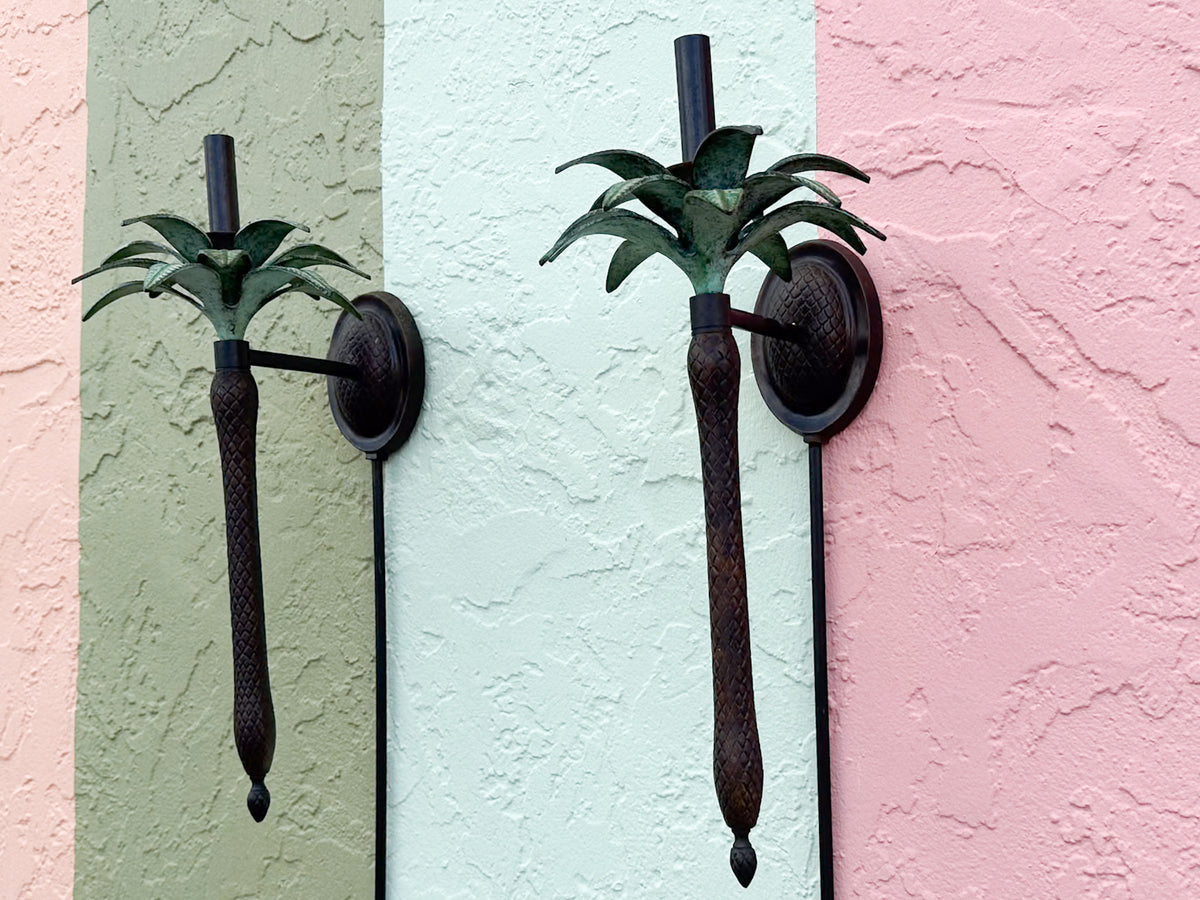 Pair of Palm Tree Wall Sconces