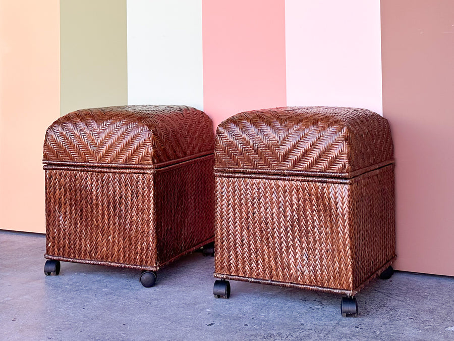 Pair of Cute Woven Storage Stools