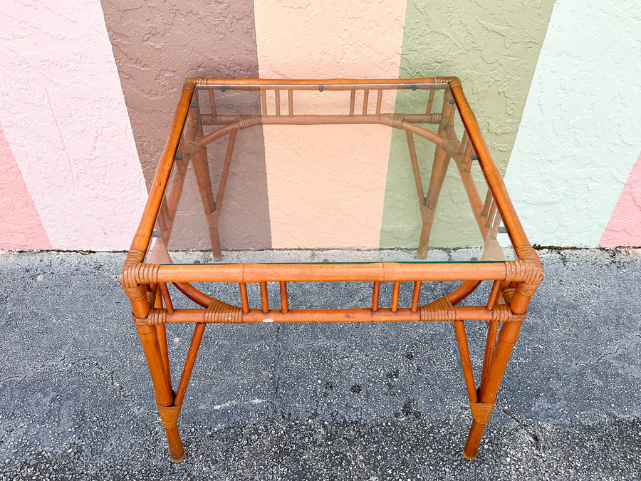 Old Florida Rattan Game Table