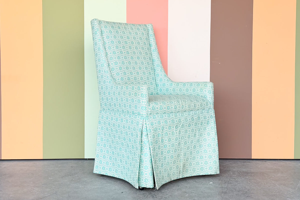 Turquoise Upholstered Slipper Chair