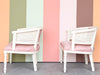 Pair of Faux Bamboo and Cane Barrel Chairs