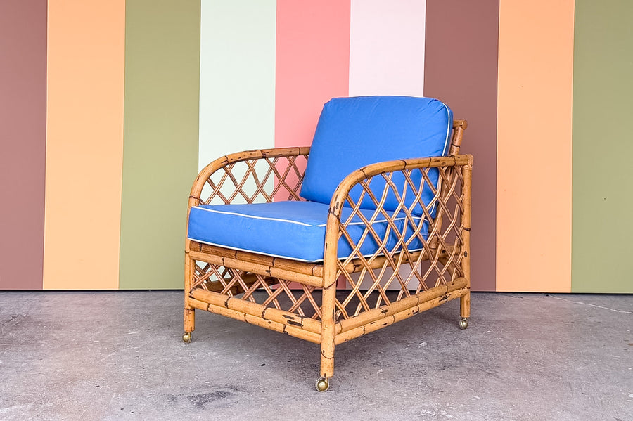 Rattan Lounge Chair on Casters