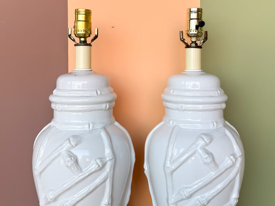 Pair of Faux Bamboo Lamps
