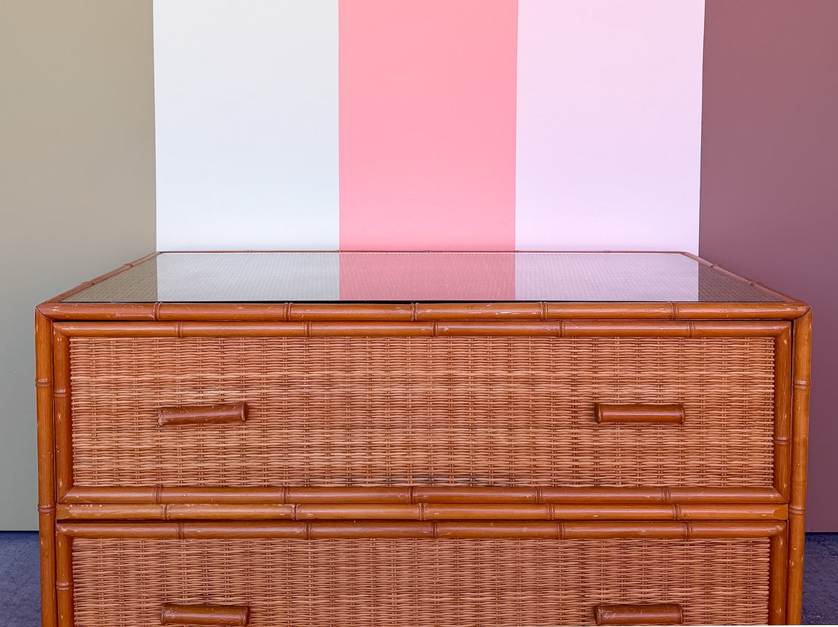 Low Slung Coastal Rattan Chest