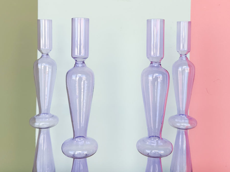 Pair of Shellegance Lavender Candle Holders