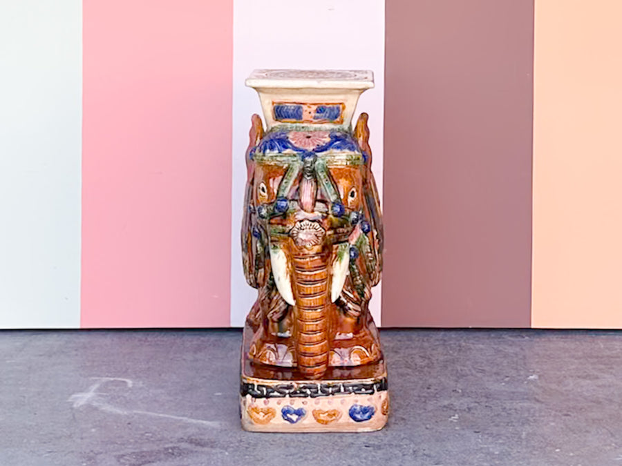 Colorful Terracotta Elephant Garden Seat