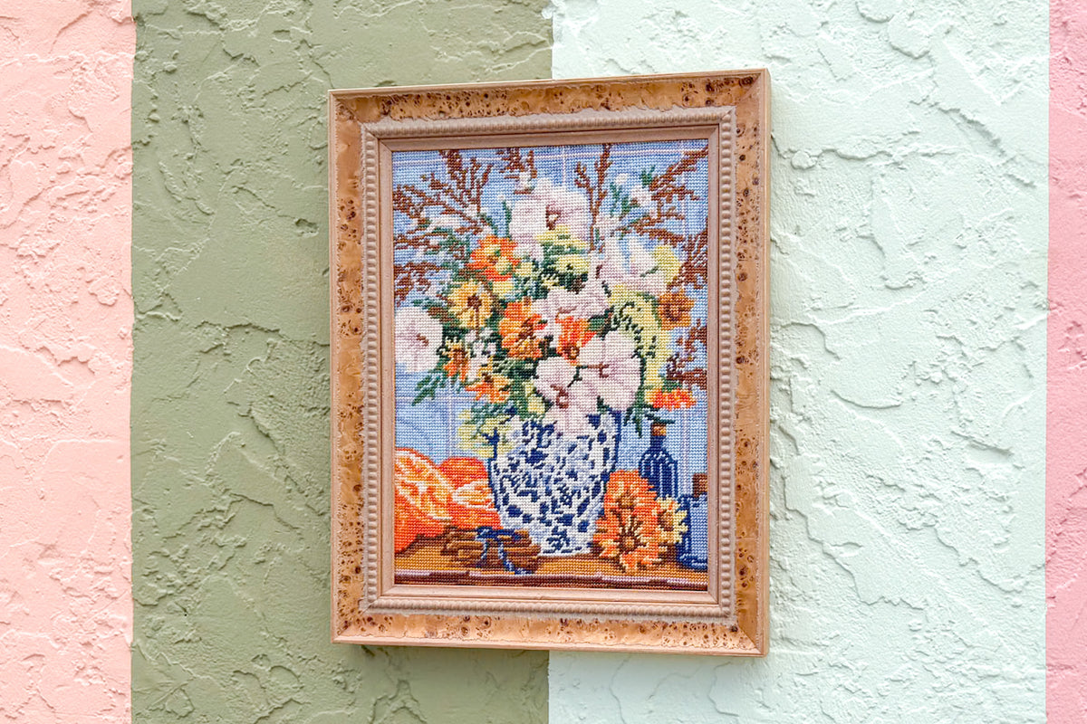 Floral Chinoiserie Needlepoint Art