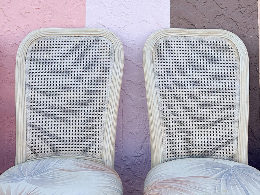 Set of Six Pencil Reed Rattan and Cane Dining Chairs