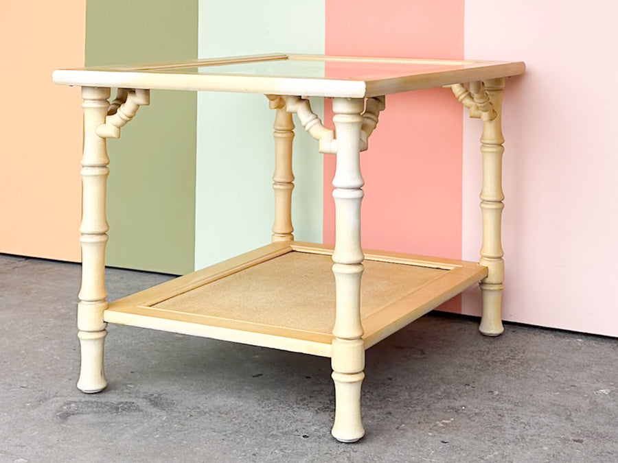 Yellow Faux Bamboo Side Table