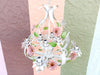 Sweet Pink and Green Floral Tole Chandelier