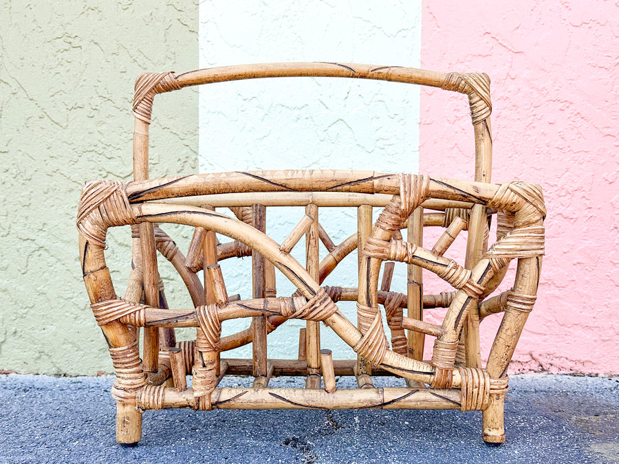 Old Florida Rattan Magazine Rack