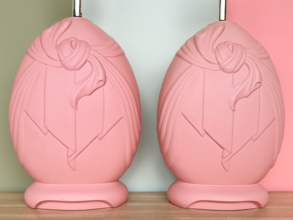Pair of Pink Swag Lamps