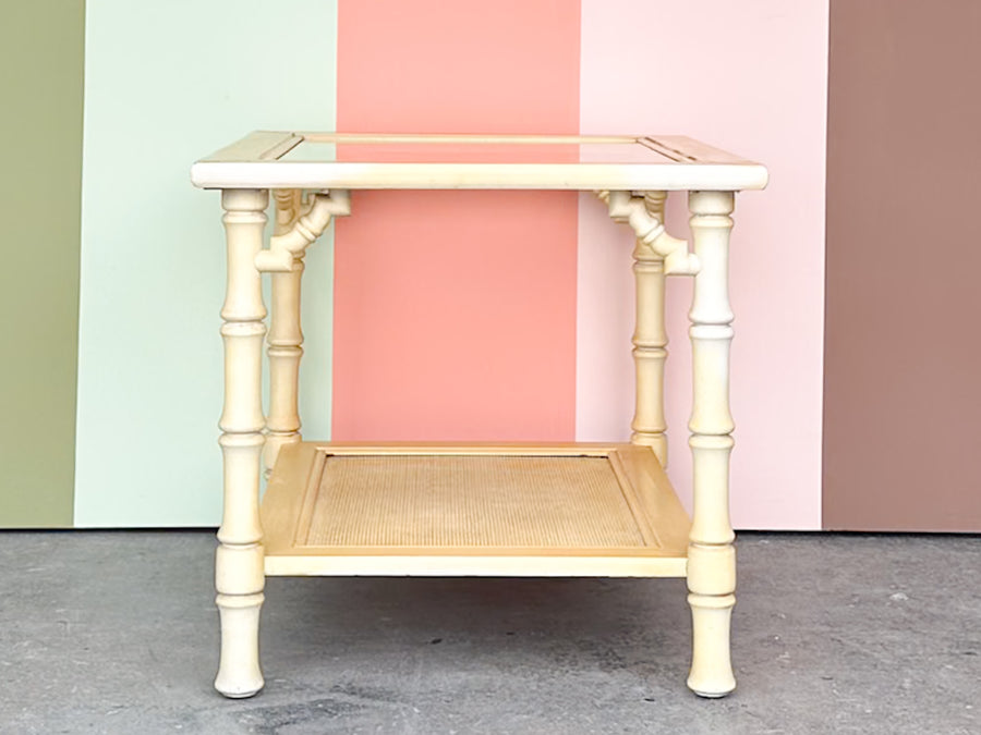 Yellow Faux Bamboo Side Table