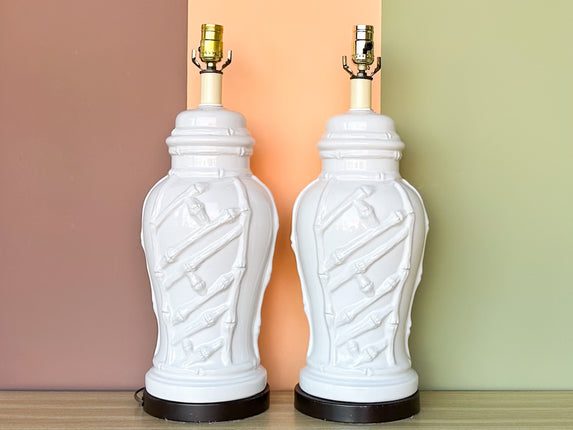 Pair of Faux Bamboo Lamps