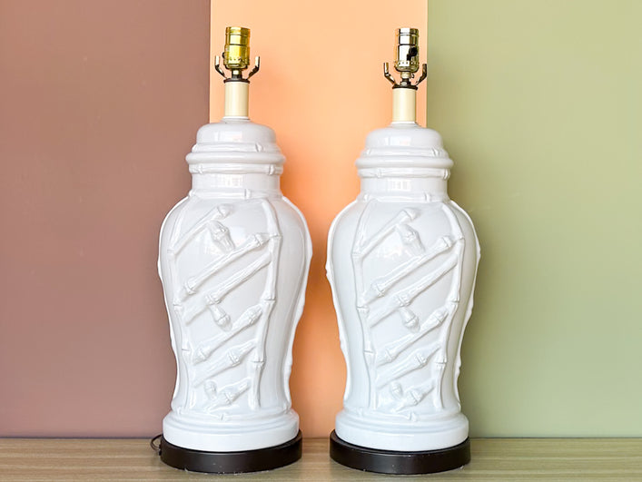 Pair of Faux Bamboo Lamps