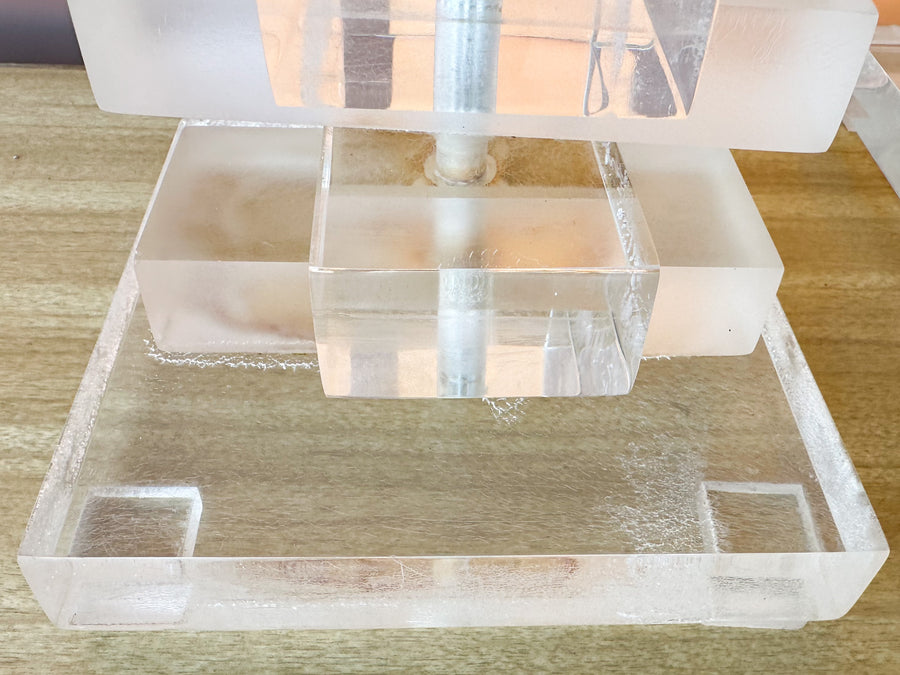 Pair of Stacked Lucite Lamps