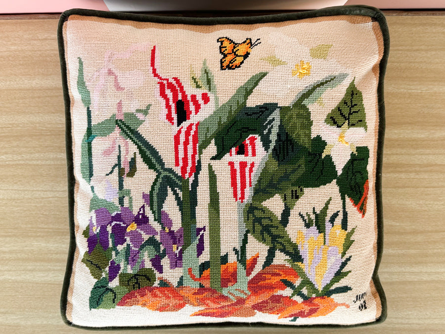 Fab Floral Needlepoint Pillow