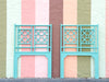 Turquoise Fretwork Rattan Twin Headboards