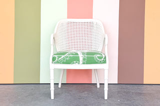 Faux Bamboo and Cane Barrel Chair
