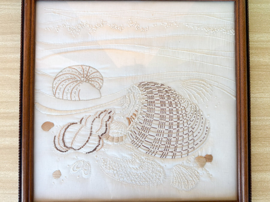 Framed Needlepoint Shell Art