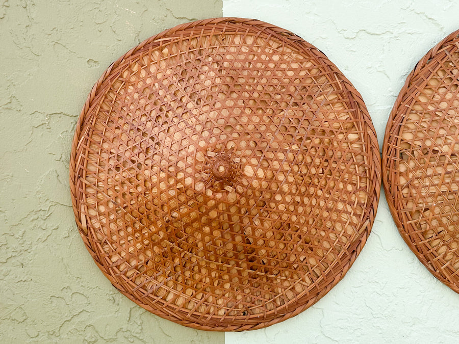 Pair of Cane and Rattan Hats