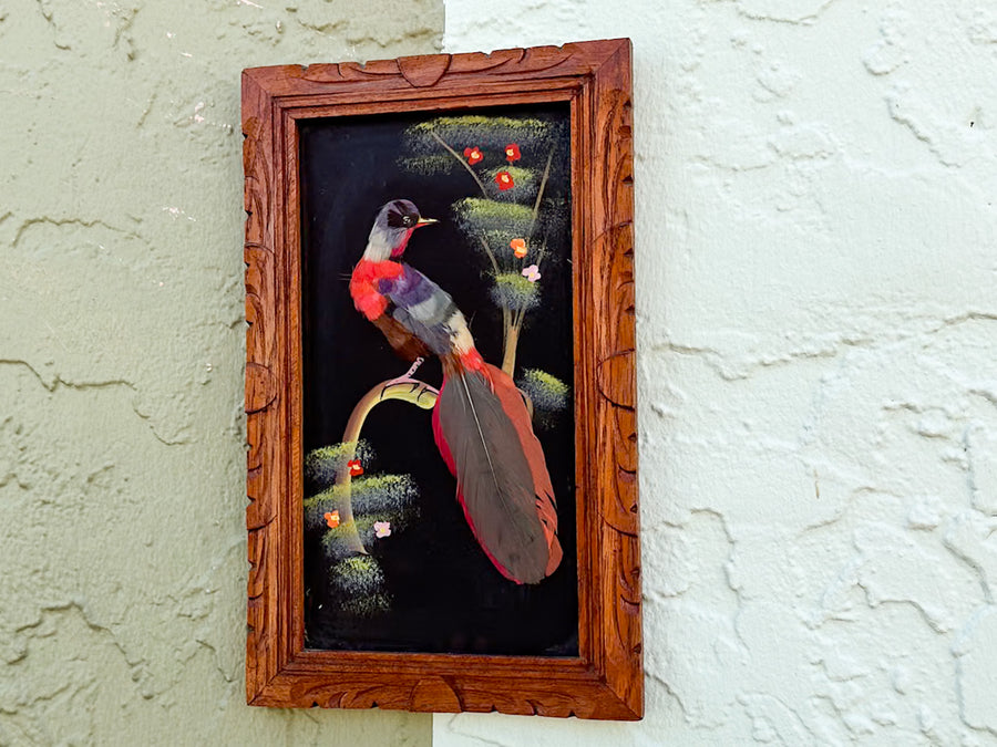 Pair of Mexican Feather Bird Art