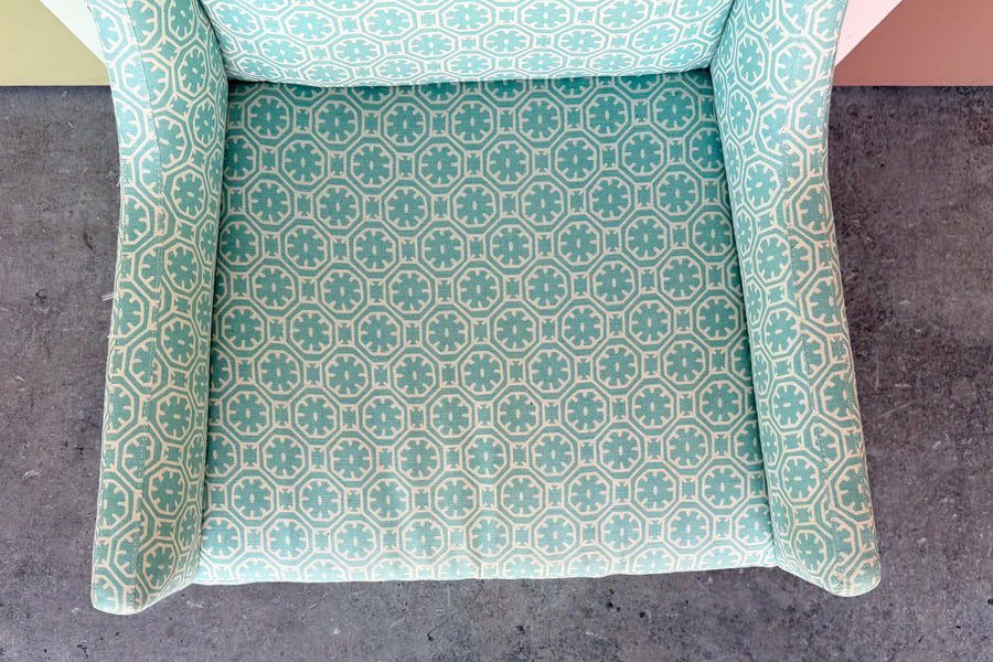 Turquoise Upholstered Slipper Chair