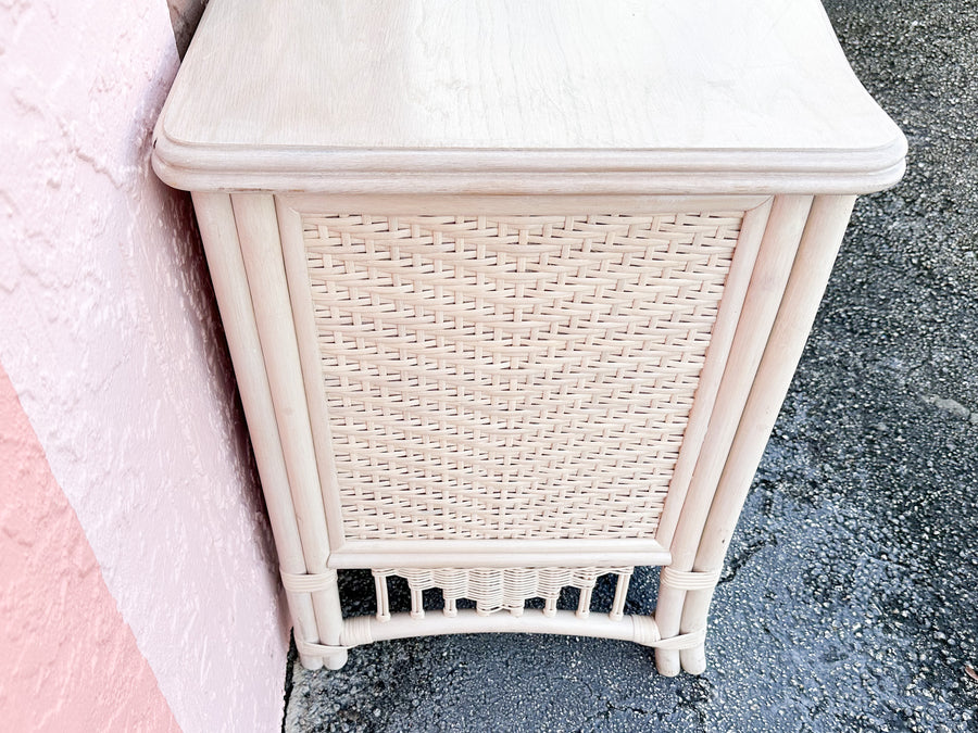 Pair of Oversized Wicker Ficks Reed Nightstands