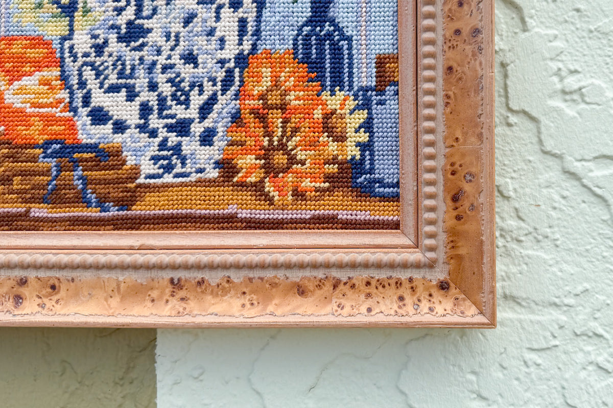 Floral Chinoiserie Needlepoint Art