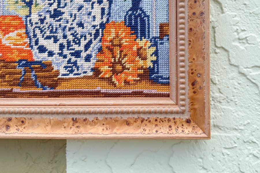 Floral Chinoiserie Needlepoint Art